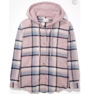 AE Oversized Hooded Flannel Shirt (M)